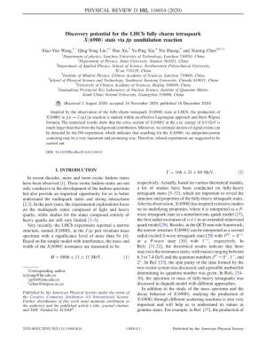 Discovery Potential for the Lhcb Fully Charm Tetraquark X(6900) State Via P¯P Annihilation Reaction