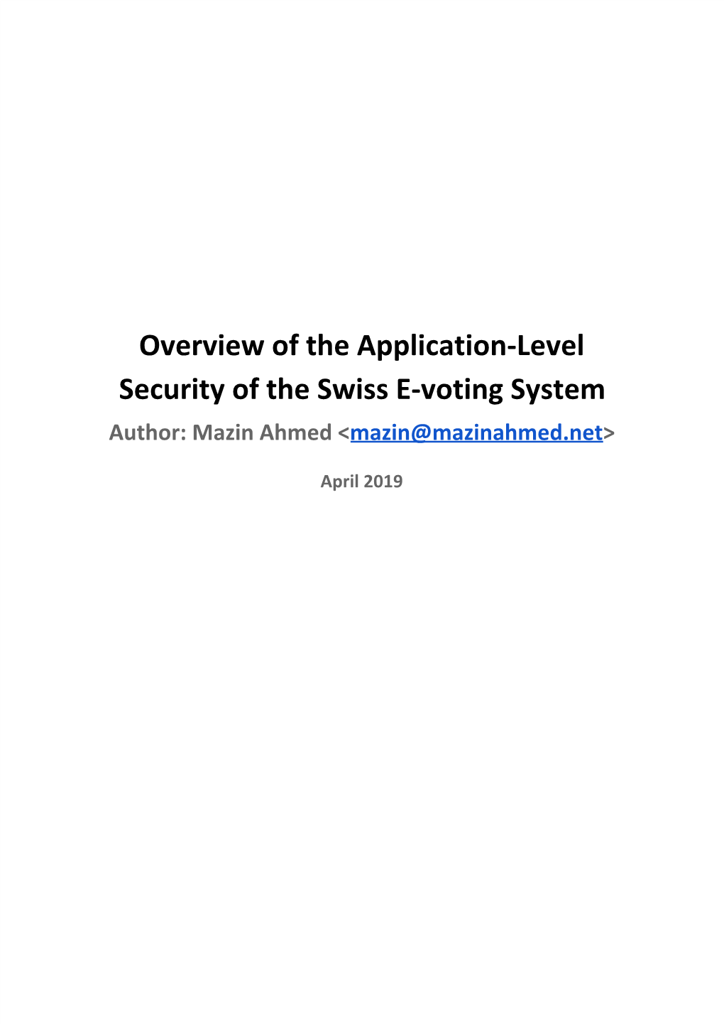 Overview of the Application-Level Security of the Swiss E-Voting System