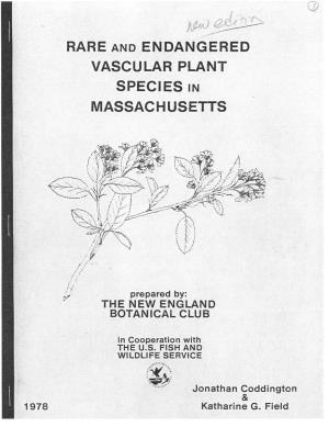 Rare and Endangered Vascular Plant Species in Massachusetts