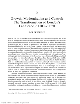 2 Growth, Modernisation and Control: the Transformation of London's