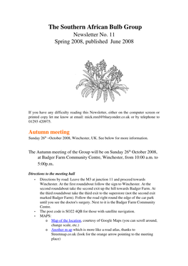 Newsletter No. 11 Spring 2008, Published June 2008
