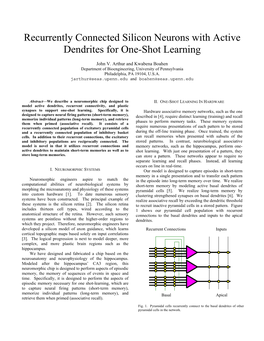 Recurrently Connected Silicon Neurons with Active Dendrites for One-Shot Learning