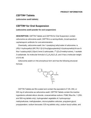CEFTIN® Tablets CEFTIN® for Oral Suspension