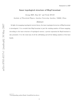 Arxiv:0705.4337V1 [Math-Ph] 30 May 2007 Lopeetd Ti H Oa U Faltesl-Ikn an Self-Linking the All of Sum Family