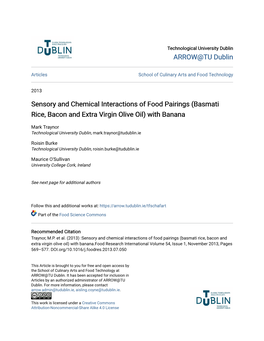 Sensory and Chemical Interactions of Food Pairings (Basmati Rice, Bacon and Extra Virgin Olive Oil) with Banana