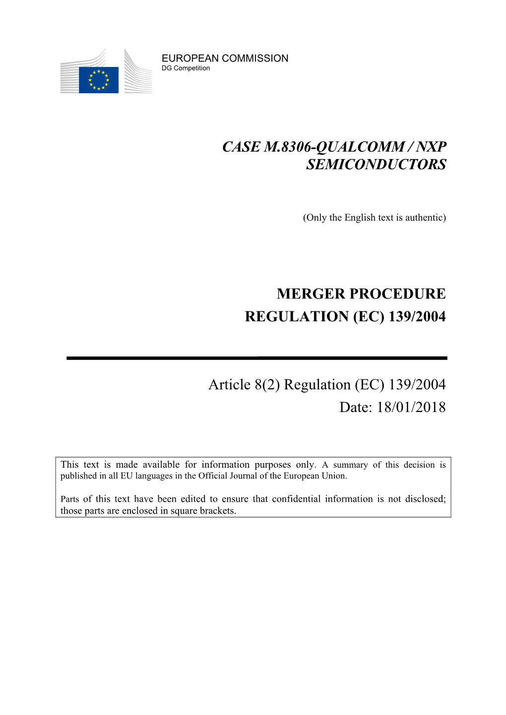 Case M.8306-Qualcomm / Nxp Semiconductors