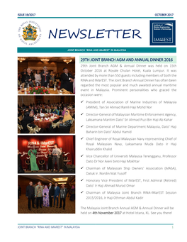 Newsletter of the Malaysian Joint Branch
