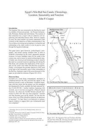 Egypt's Nile-Red Sea Canals: Chronology, Location, Seasonality