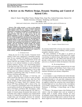 A Review on the Platform Design, Dynamic Modeling and Control of Hybrid Uavs