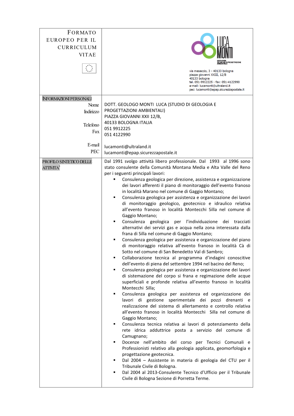 Formato Europeo Per Il Curriculum Vitae