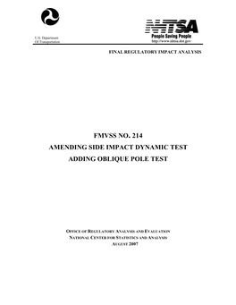 Fmvss No. 214 Amending Side Impact Dynamic Test Adding Oblique Pole Test