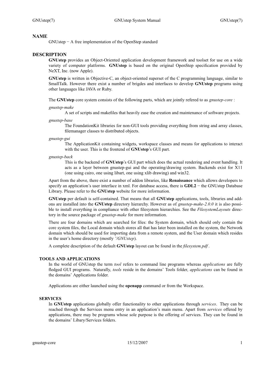 Gnustep(7) Gnustep System Manual Gnustep(7)