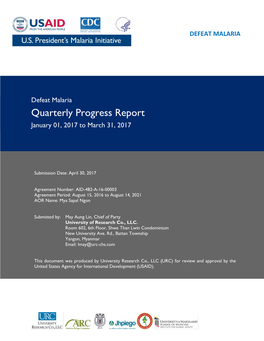Quarterly Progress Report January 01, 2017 to March 31, 2017