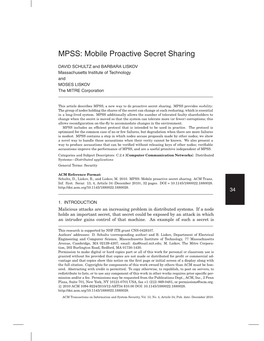 MPSS: Mobile Proactive Secret Sharing