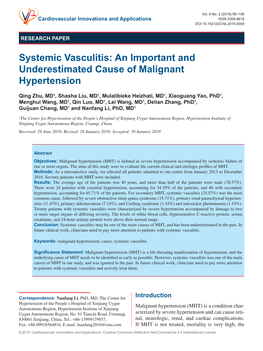 Systemic Vasculitis: an Important and Underestimated Cause of Malignant Hypertension