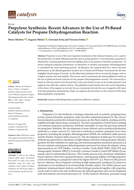 Recent Advances in the Use of Pt-Based Catalysts for Propane Dehydrogenation Reaction