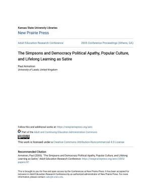The Simpsons and Democracy Political Apathy, Popular Culture, and Lifelong Learning As Satire