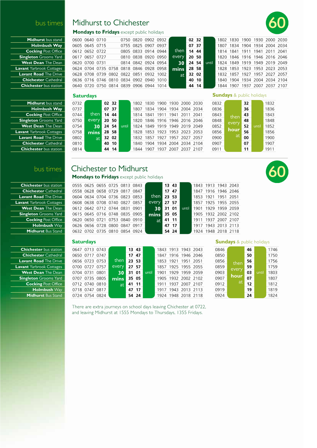 Bus Times Midhurst to Chichester