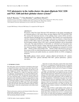 VLT Photometry in the Antlia Cluster: the Giant Ellipticals NGC 3258 and NGC 3268 and Their Globular Cluster Systems