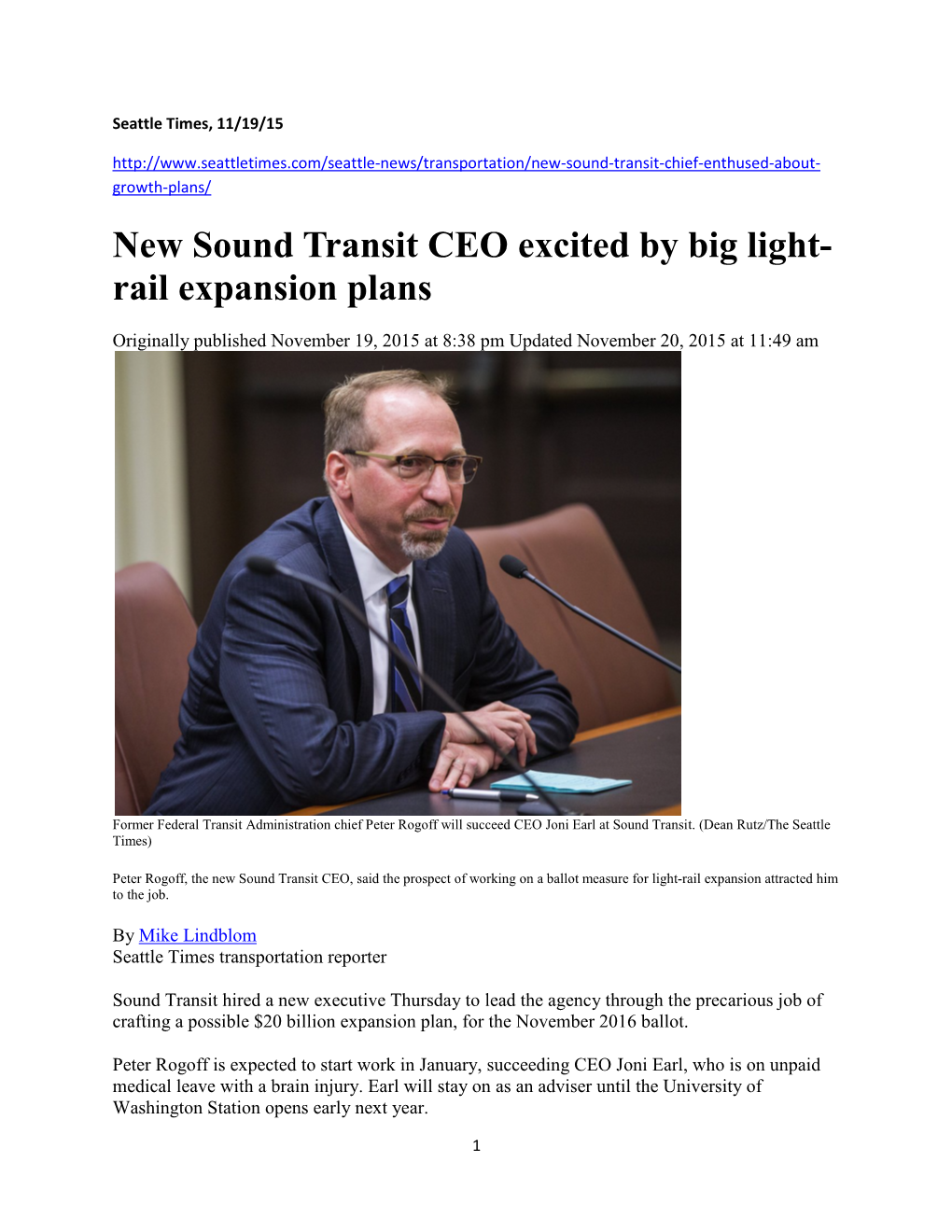 New Sound Transit CEO Excited by Big Light- Rail Expansion Plans