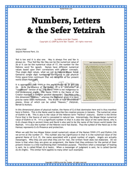 Numbers, Letters & the Sefer Yetzirah