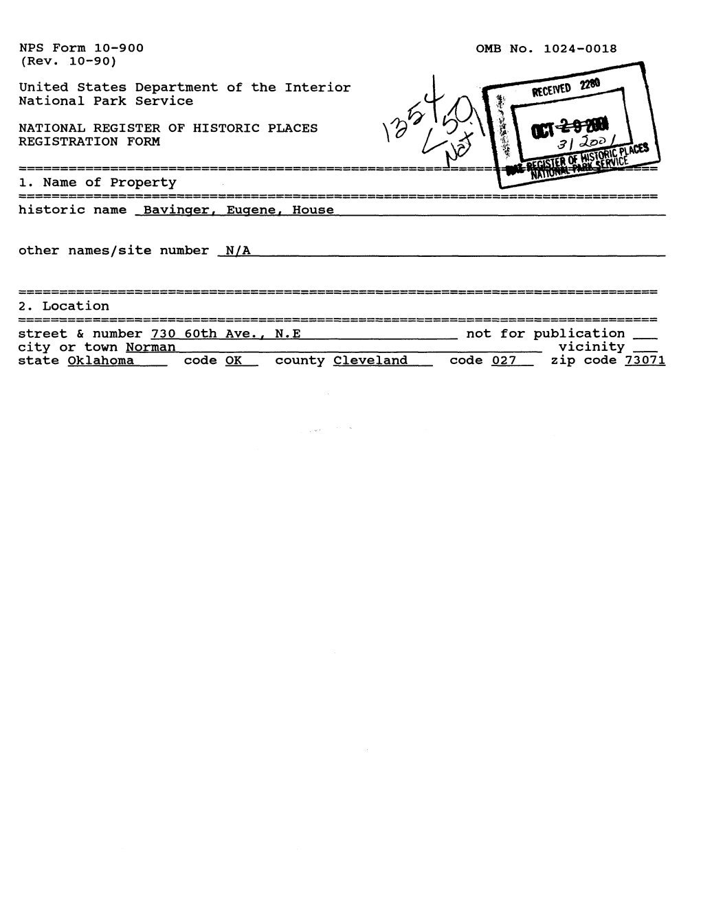 United States Department of the Interior National Park Service NATIONAL REGISTER of HISTORIC PLACES REGISTRATION FORM