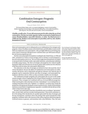 Combination Estrogen–Progestin Oral Contraceptives