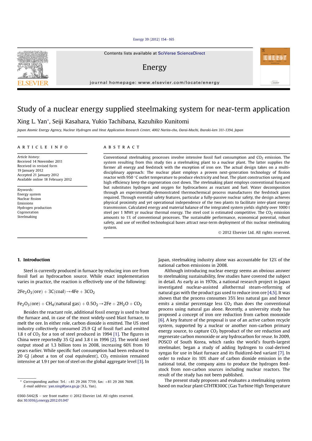 Study of a Nuclear Energy Supplied Steelmaking System for Near-Term Application