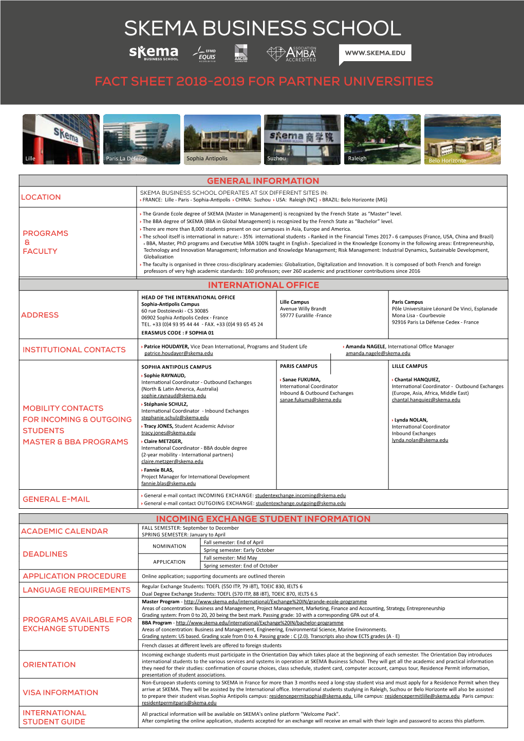 Fact Sheet 2018-2019 for Partner Universities