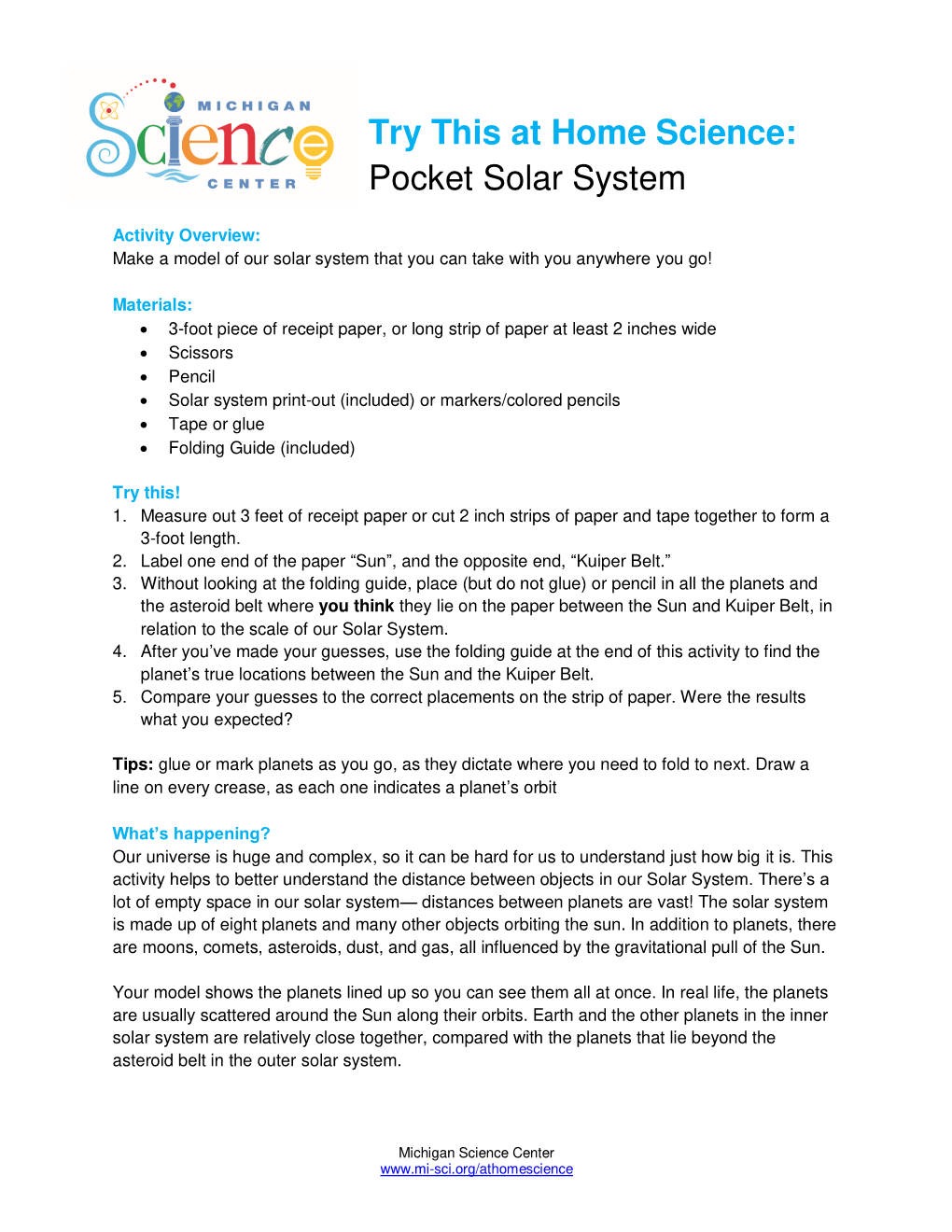 Pocket Solar System