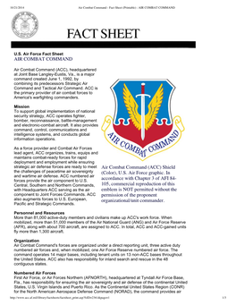 US Air Force Fact Sheet