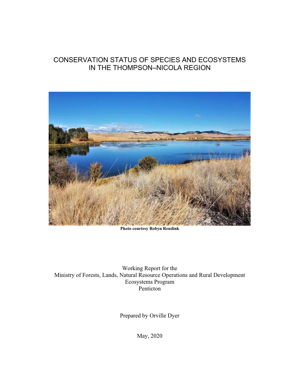 Conservation Status of Species and Ecosystems in the Thompson–Nicola Region