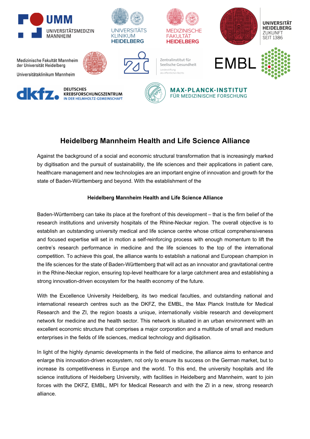 Heidelberg Mannheim Health and Life Science Alliance