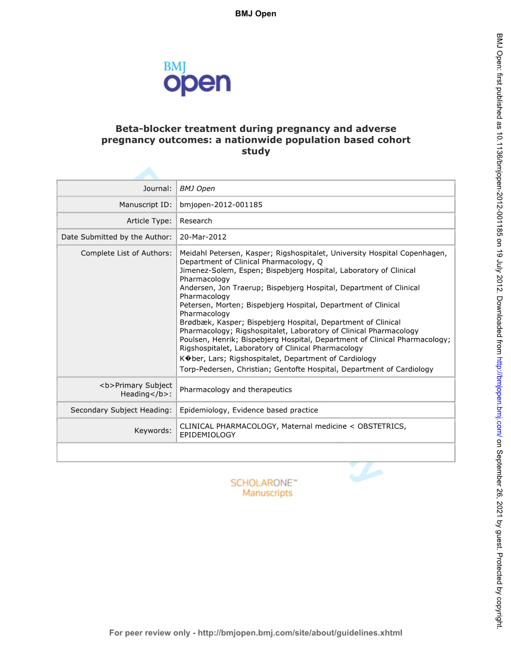 For Peer Review Only Journal: BMJ Open