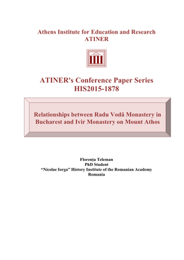 ATINER's Conference Paper Series HIS2015-1878