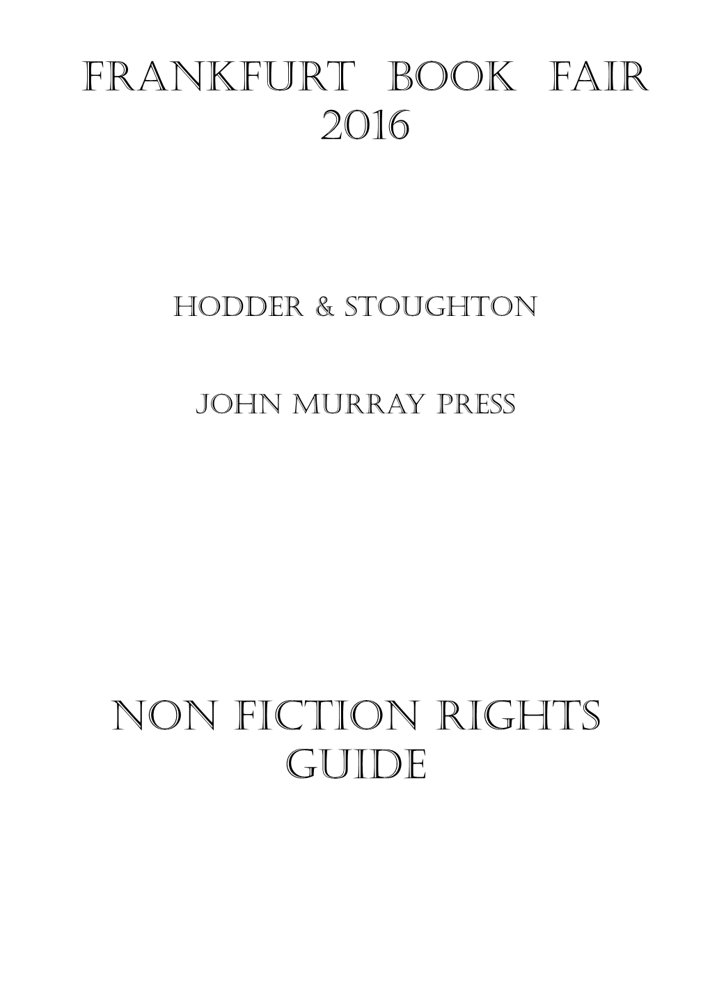 Frankfurt Book Fair 2016 Non Fiction Rights Guide