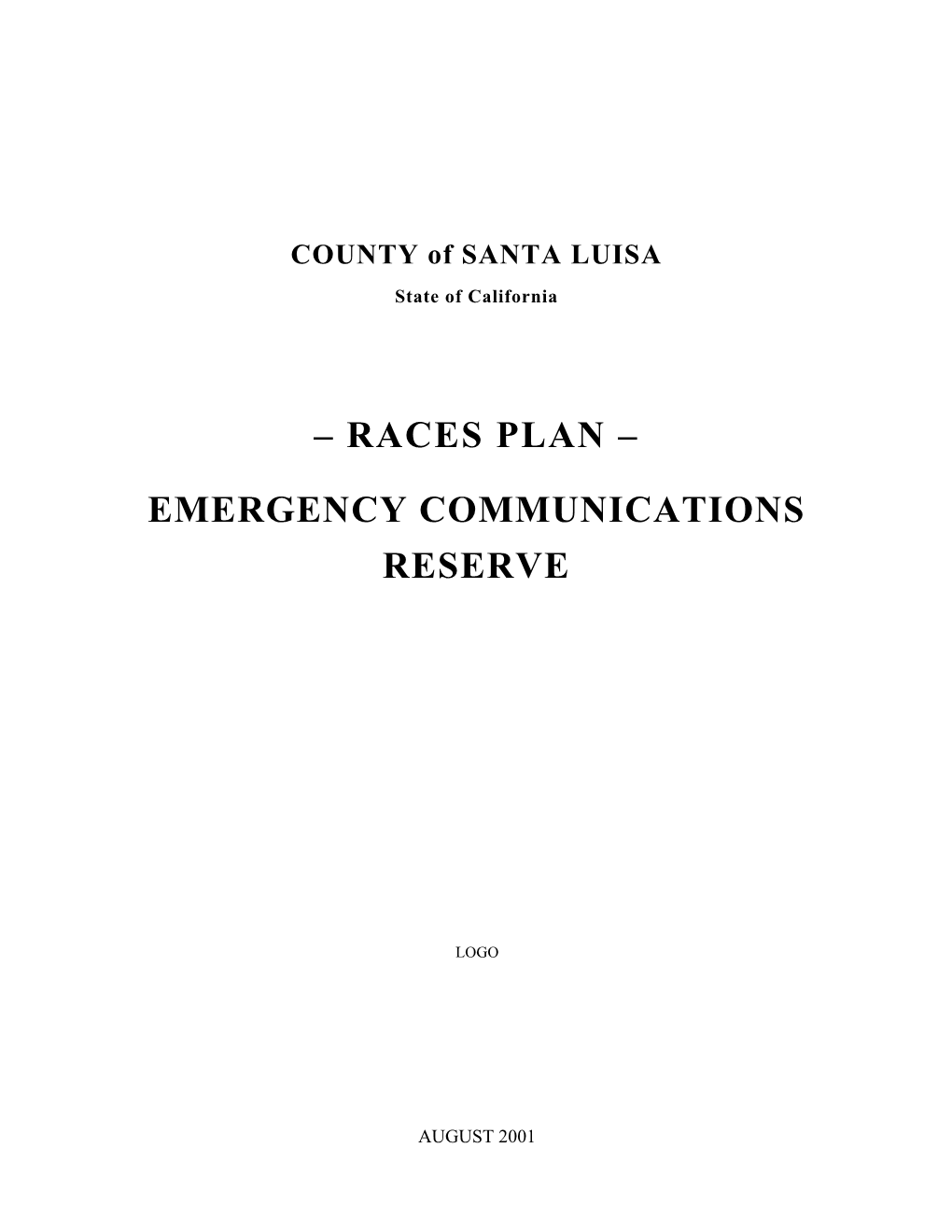 – Races Plan – Emergency Communications Reserve