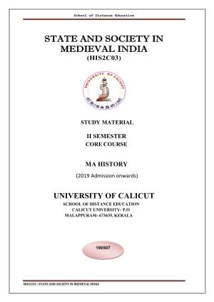 State and Society in Medieval India (His2c03)