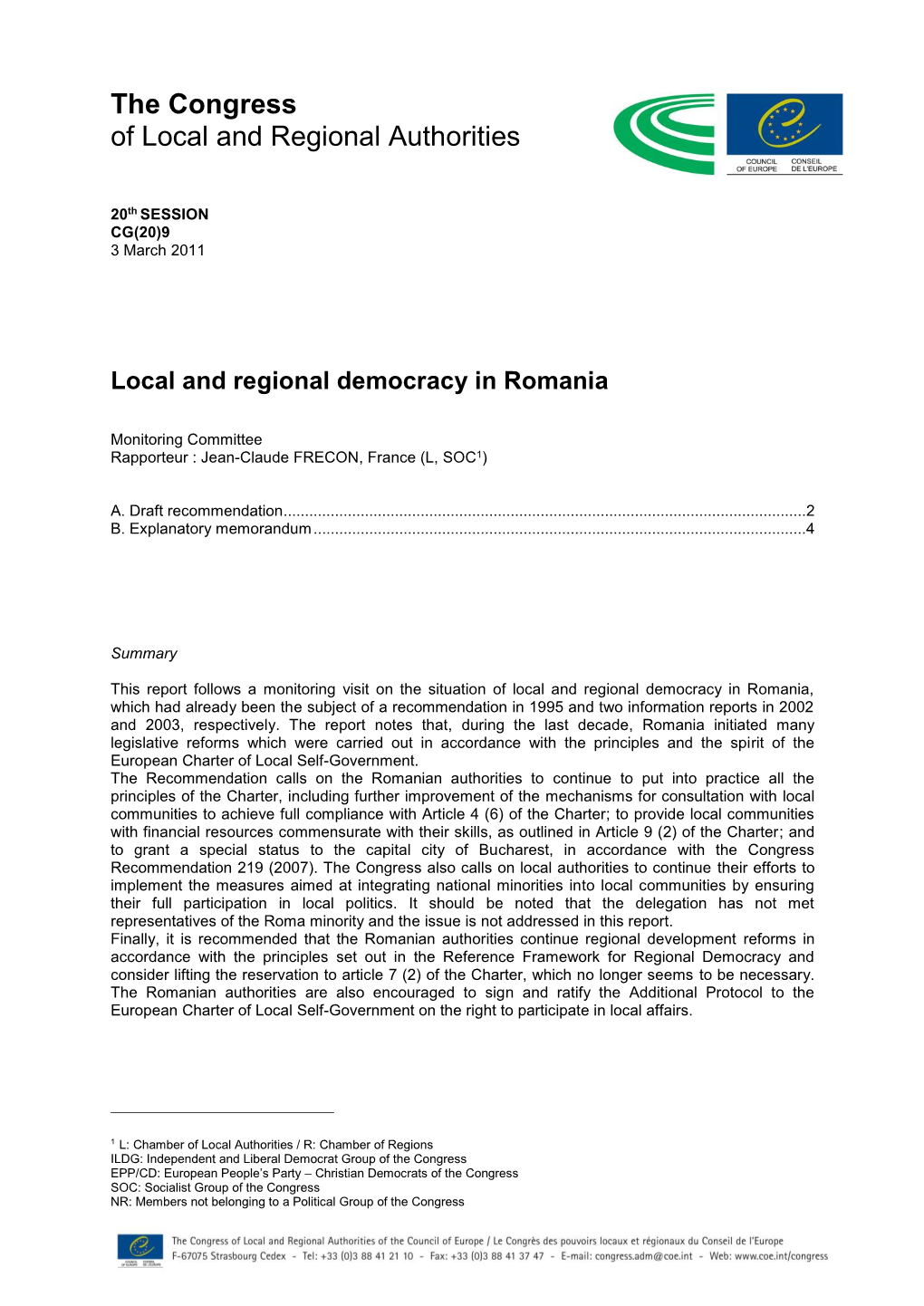 Local and Regional Democracy in Romania