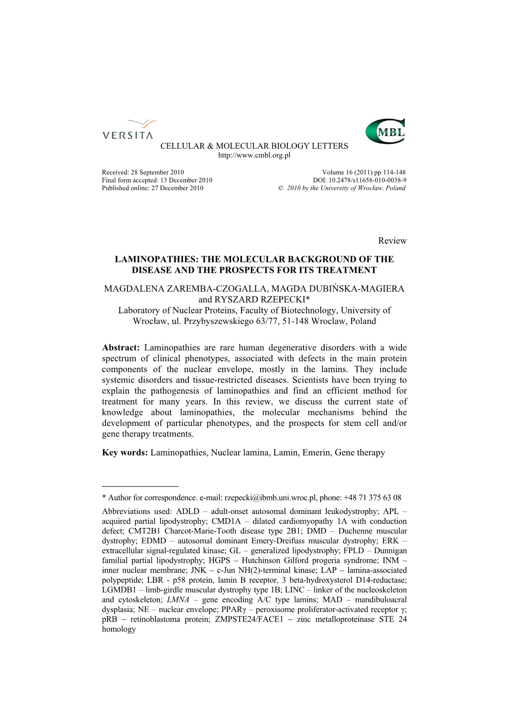 Review LAMINOPATHIES