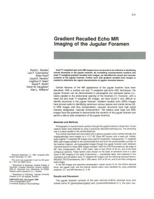 Gradient Recalled Echo MR Imaging of the Jugular Foramen
