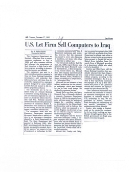 U.S. Let Firm Sell Computers to Iraq