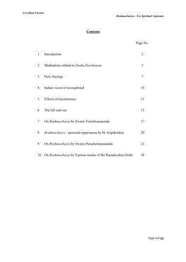 Contents Page No. 1 Introduction 2 2 Meditations Related to Dosha