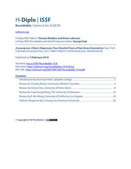 H-Diplo | ISSF Roundtable, Volume X, No