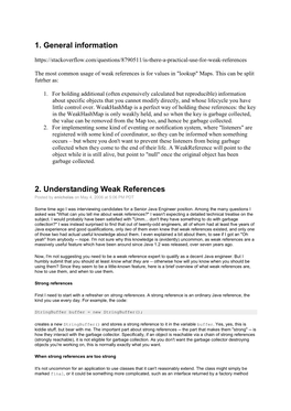 1. General Information 2. Understanding Weak References