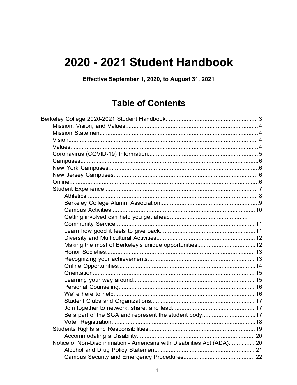 2020 - 2021 Student Handbook