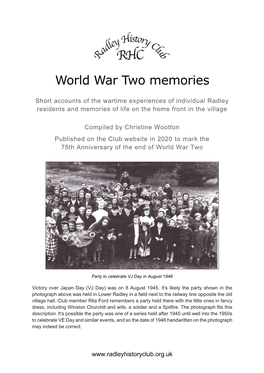 Compendium of World War Two Memories
