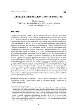 George Leslie Mackay and the Poll Tax
