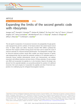 Expanding the Limits of the Second Genetic Code with Ribozymes