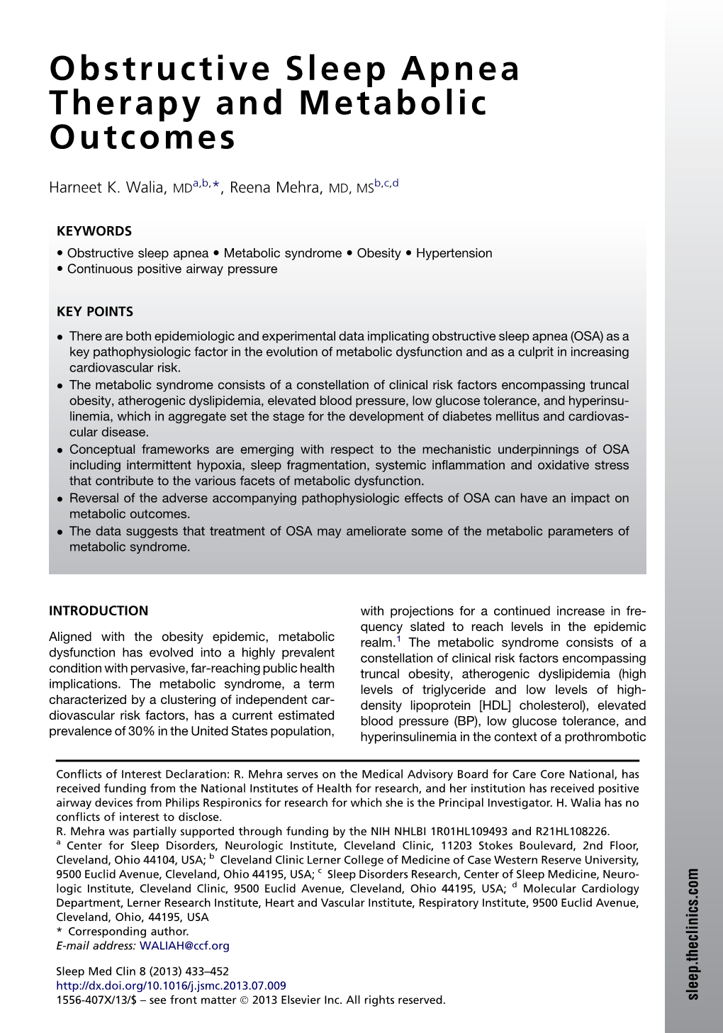 Obstructive Sleep Apnea Therapy and Metabolic Outcomes